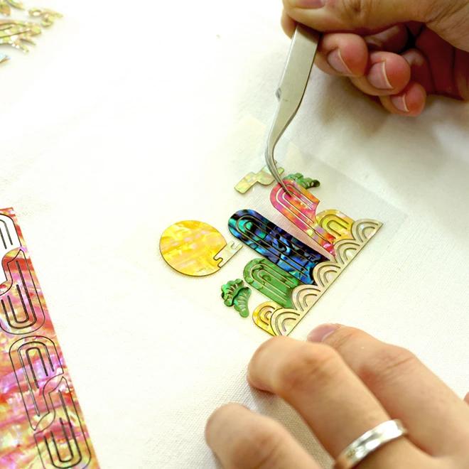 Natural Mother-of-Pearl Sticker (Wish - Fragment of Moonlight, Sunlight and Five Peaks Landscape)