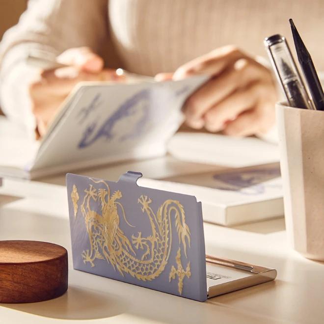 Exhibition "Tang-Tang Ping-Ping" - Mother-of-Pearl Inlaid Business Card Holder (Four Guardians Blue Dragon)