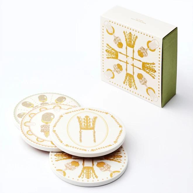 Silla Gold Crown Ceramic Coaster Set APEC 2025 KOREA - Collaborative Product with Korea Craft and Design Foundation