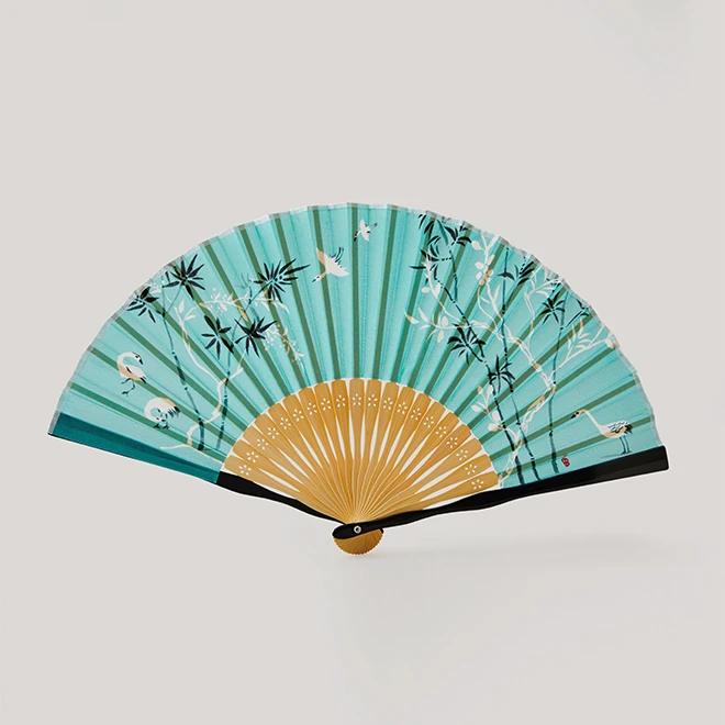 Celadon Fan with Crane and Bamboo (Collaboration with Korean Craft and Design Foundation)
