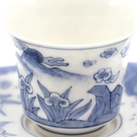 Tea Cup and Saucer with Ten Symbols of Longevity Pattern