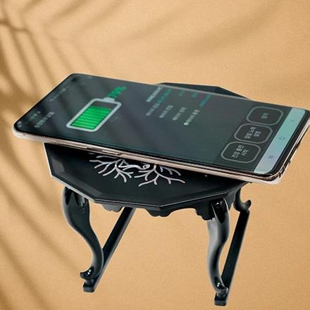 Mother-of-pearl inlaid wooden stand wireless charger