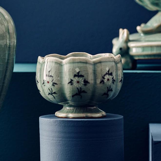 Celadon Cup with Inlaid Chrysanthemum Pattern Collaborative Product with Korea Craft and Design Foundation