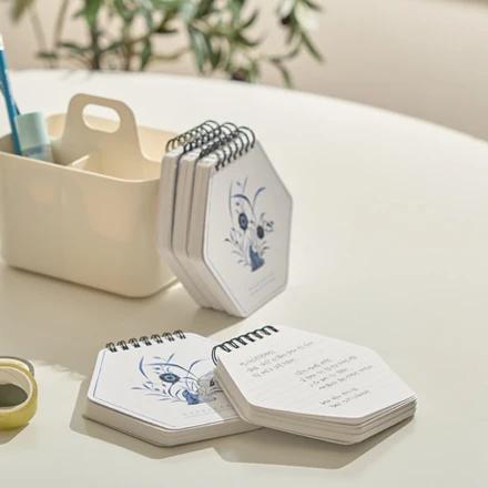 Blue and White Porcelain Flower Pattern Tilework Notebook - National Jeonju Museum Specialty Product