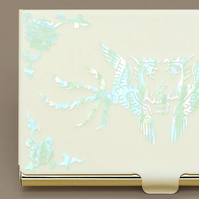 Mother-of-Pearl Inlaid Lacquer Business Card Case (Phoenix) with Gold Plating