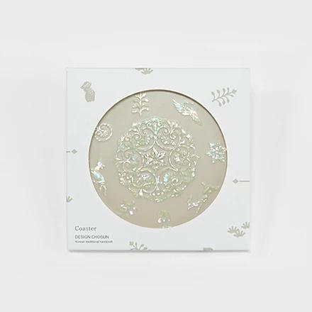Lacquerware - Painting Asia. Round Coaster (Floral and Animal Pattern)