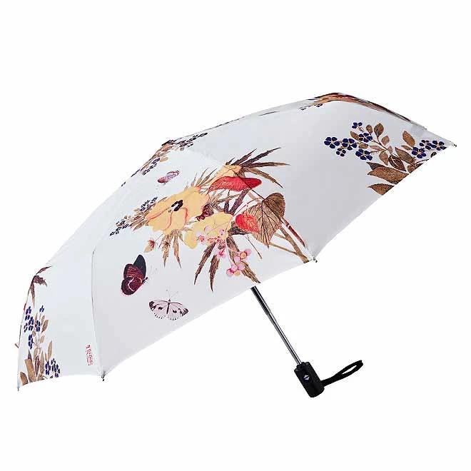 Nam Il-ho Yellow Flower 3-Section Automatic Umbrella White