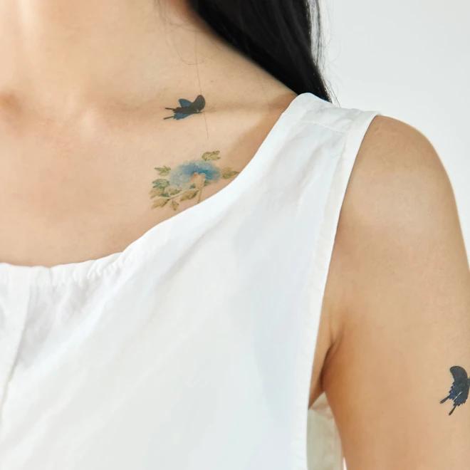 Minhwa Tattoo Sticker (Butterflies and Flowers by Nam Gae-u Pil)