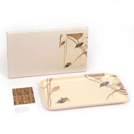 Tray "Awakening Spring Dawn" with Birds and Flowers Screen (Yellow)