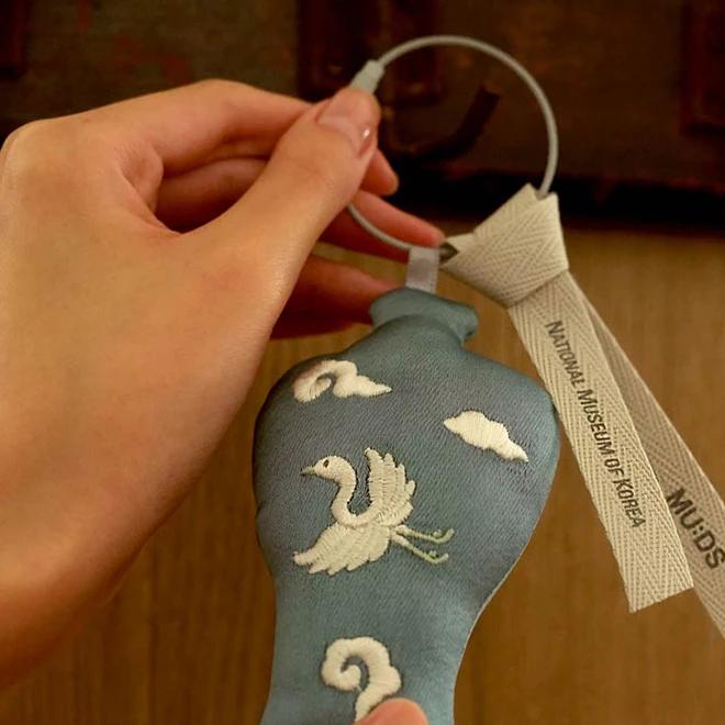 Celadon Keyring (Crane and Pine Pattern Maebyung Vessel)