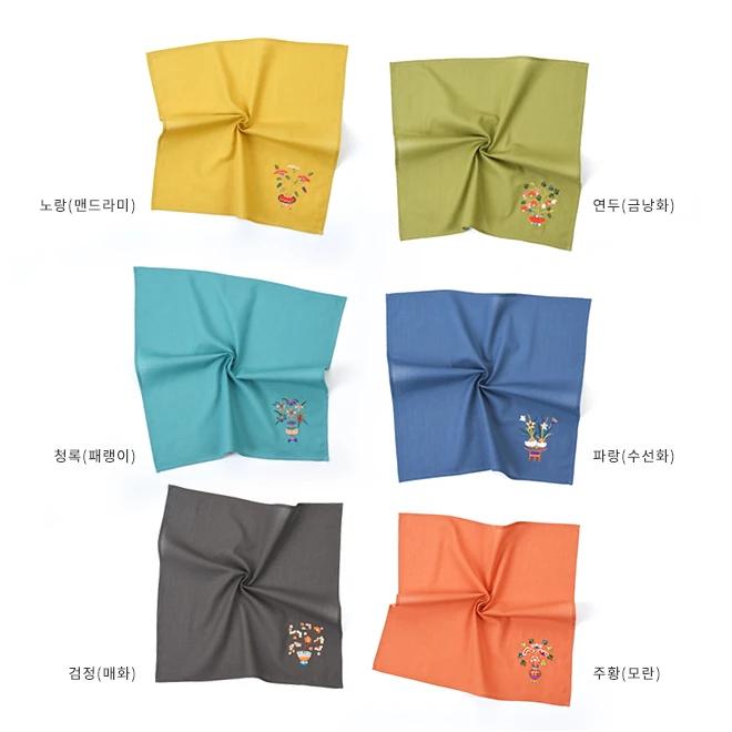 Embroidered Handkerchief with Flowers and Auspicious Symbols