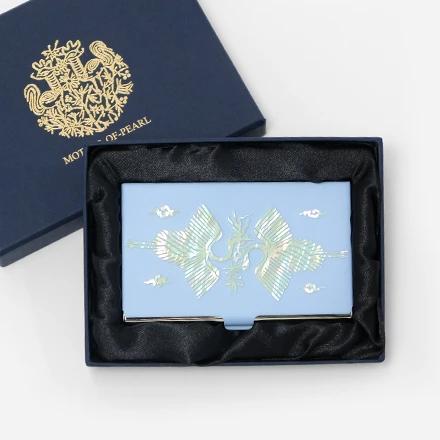 Mother-of-pearl and Lacquer Business Card Holder (Two Cranes in the Sky)