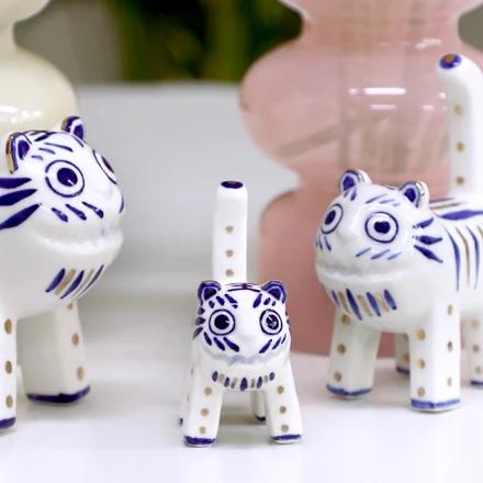 White Porcelain Blue and White Tiger Ceramic (Mini)