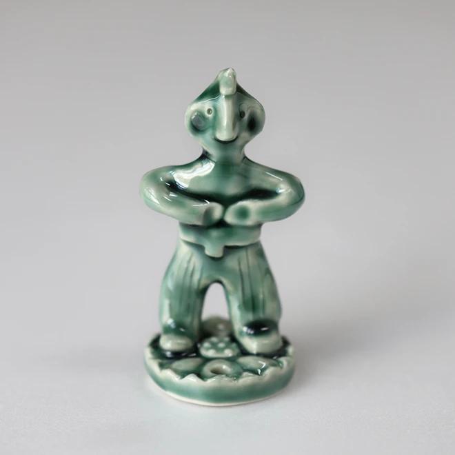 Ceramic Figurine Flower Vase with Human Figure Holding Waist