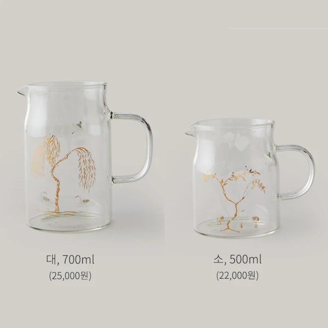Celadon Plum and Bamboo Glass Jug