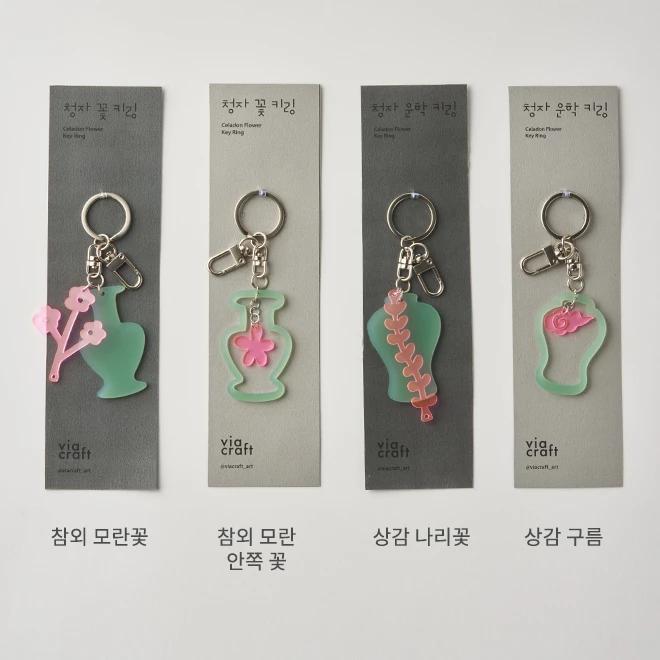 Celadon Flower Key Ring