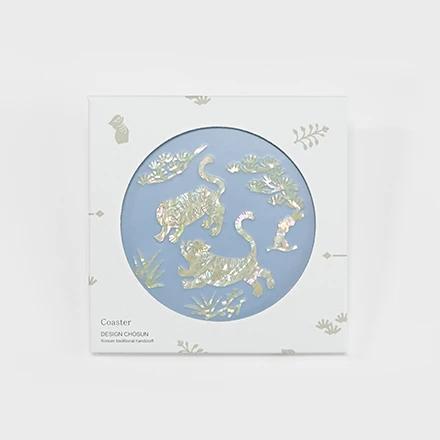 [Lacquer, Painting Asia] Round Coaster (Tiger)