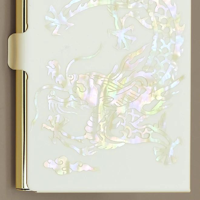 Mother-of-Pearl Inlaid Lacquer Business Card Holder with Gold Plating (Dragon)