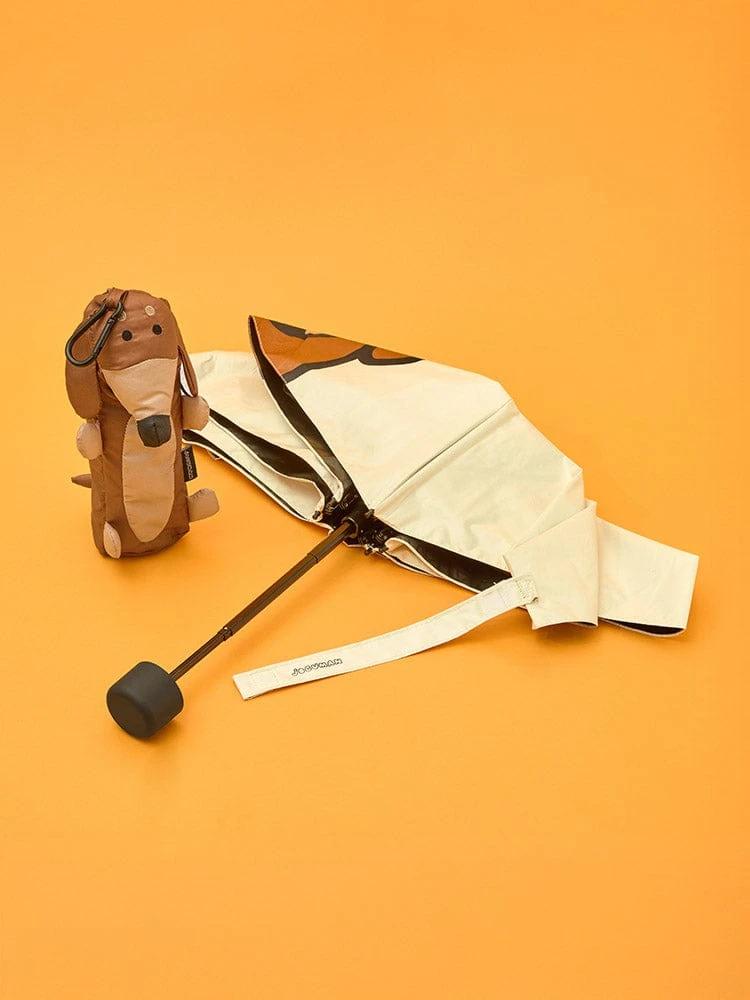 Joguman Woody Throw Away Folding Sun and Rain Umbrella with Pouch Set (Ivory)