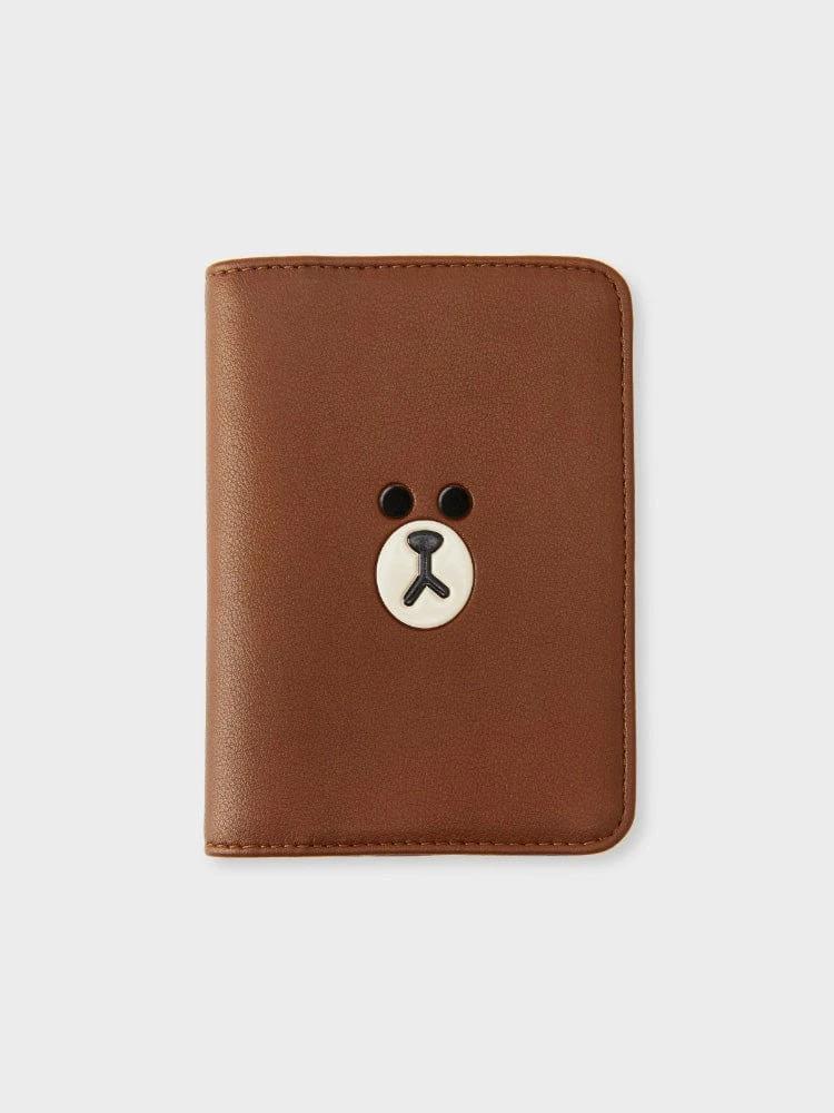 LINE FRIENDS BROWN LeatherLike Square Passport Wallet