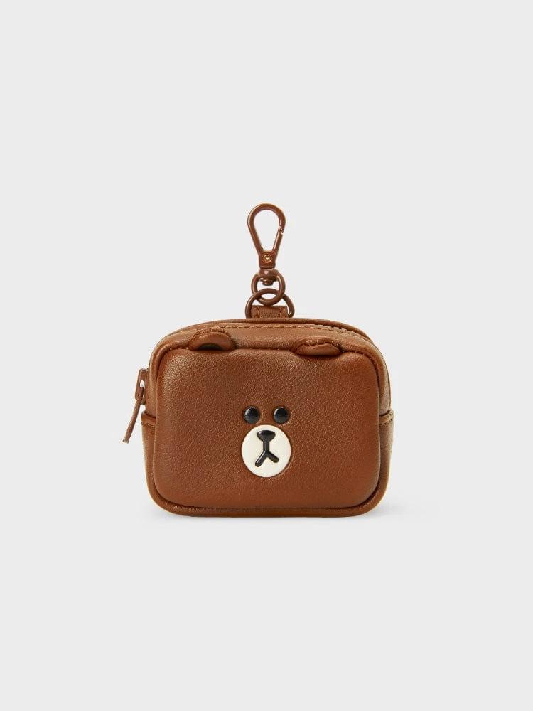 LINE FRIENDS Brown Leather-Like Square Pouch (XS)