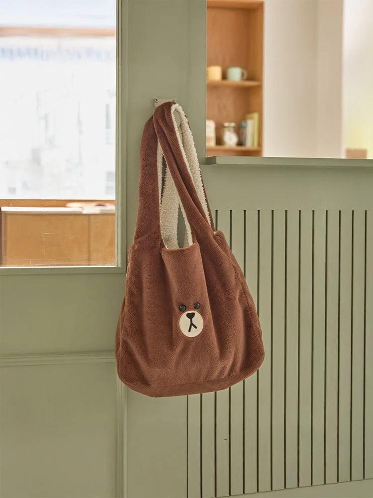 LINE FRIENDS Hug Brown Season 4 Reversible Hobo Bag