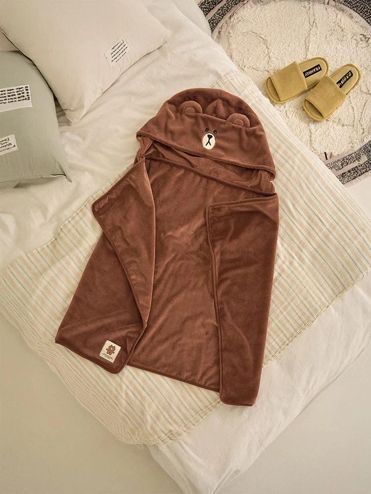 LINE FRIENDS Hug Brown Season 4 Hoodie Blanket