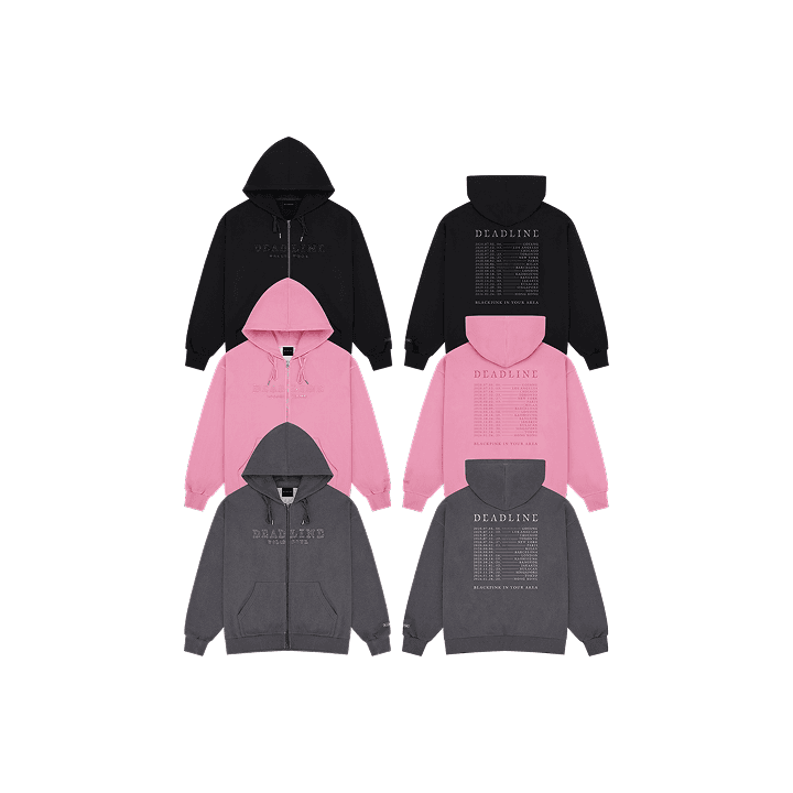 [DEADLINETOUR] BLACKPINK LOGO APPLIQUE ZIP-UP HOODIE (Weverse)
