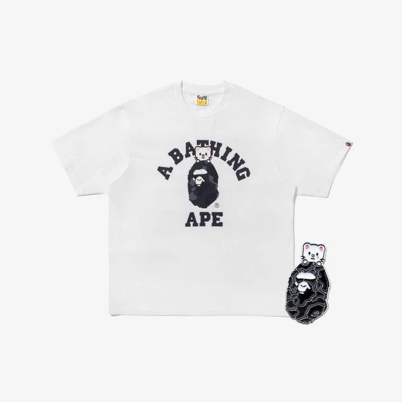 [SET] BAPE X Stray Kids Jiniret COLLEGE TEE M (Hyunjin) + METAL PINS (BLACK) - BAPE X Stray Kids