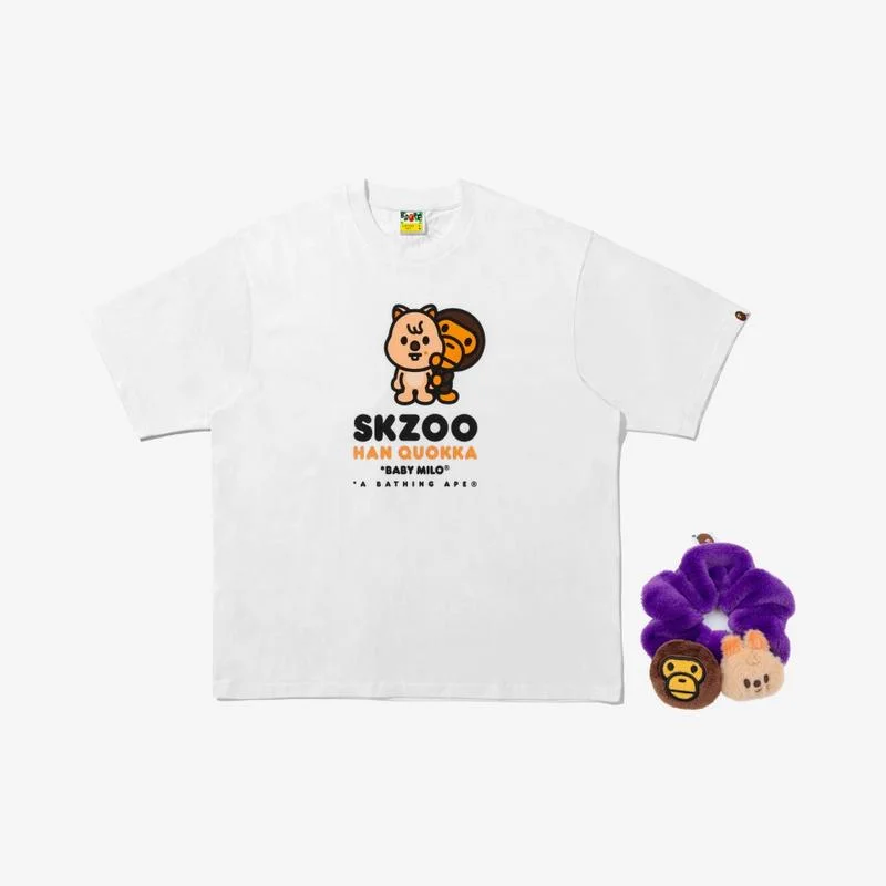 [SET] BAPE X Stray Kids HAN QUOKKA BABY MILO TEE M (HAN) + SCRUNCHIES (PURPLE) - BAPE X Stray Kids