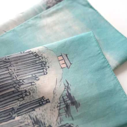 Handkerchief with Joseon Dynasty Realistic Landscape Painting (Album with Seascape)