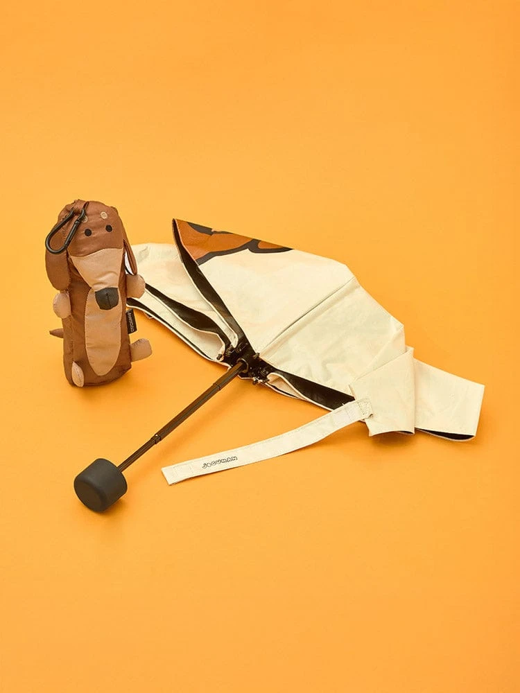 Joguman Woody Throw Away Folding Sun and Rain Umbrella with Pouch Set (Ivory)