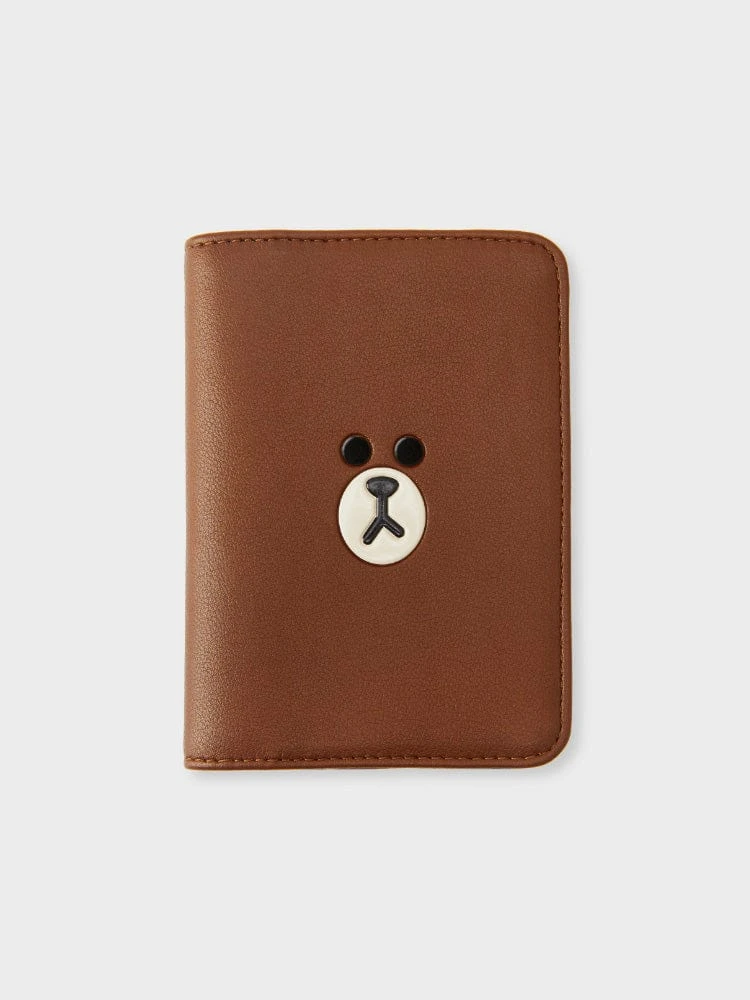 LINE FRIENDS BROWN LeatherLike Square Passport Wallet